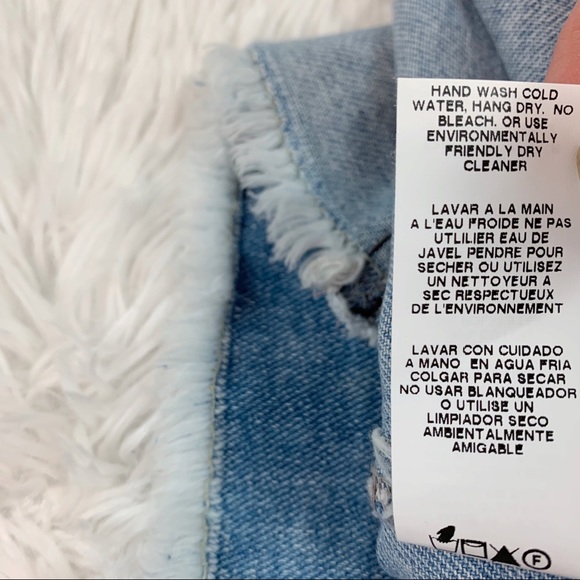 R.G. Kane Raw Hem Cut out Denim Skirt high rise straight a-line - Picture 12 of 12